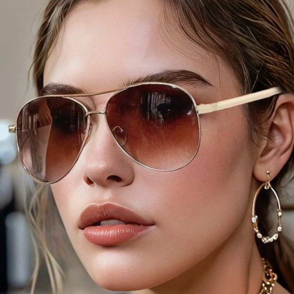 NWT, Gold Aviator Sunglasses